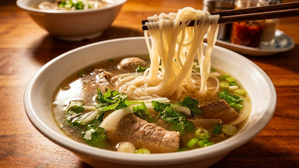 Slow-simmered pho, made fresh daily